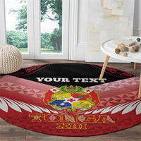 Custom Mate Maa Tonga XIII Round Carpet Tongan Kupesi Ngatu - Rugby Style LT14 - Polynesian Pride