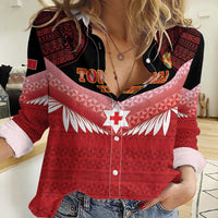 Custom Mate Maa Tonga XIII Women Casual Shirt Tongan Kupesi Ngatu - Rugby Style