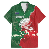 Custom Tonga And Australia Rugby Family Matching Mermaid Dress and Hawaiian Shirt Mate Maa Tongan Ngatu Mix Kangaroos Aboriginal