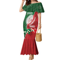 Custom Tonga And Australia Rugby Family Matching Mermaid Dress and Hawaiian Shirt Mate Maa Tongan Ngatu Mix Kangaroos Aboriginal