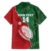 Custom Tonga And Australia Rugby Family Matching Off The Shoulder Long Sleeve Dress and Hawaiian Shirt Mate Maa Tongan Ngatu Mix Kangaroos Aboriginal LT14 - Polynesian Pride