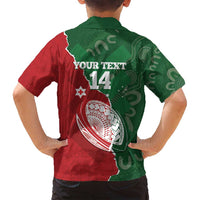 Custom Tonga And Australia Rugby Family Matching Tank Maxi Dress and Hawaiian Shirt Mate Maa Tongan Ngatu Mix Kangaroos Aboriginal LT14 - Polynesian Pride