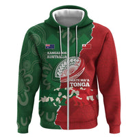 Custom Tonga And Australia Rugby Hoodie Mate Maa Tongan Ngatu Mix Kangaroos Aboriginal
