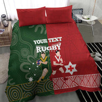 Custom Mate Maa Tonga And Kangaroo Australia Bedding Set Tongan Kupesi Mix Aboriginal Art