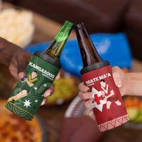 Personalised Mate Maa Tonga And Kangaroo Australia 4 in 1 Can Cooler Tumbler Tongan Kupesi Mix Aboriginal Art