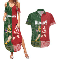 Custom Mate Maa Tonga And Kangaroo Australia Couples Matching Summer Maxi Dress and Hawaiian Shirt Tongan Kupesi Mix Aboriginal Art