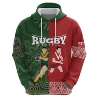 Custom Mate Maa Tonga And Kangaroo Australia Hoodie Tongan Kupesi Mix Aboriginal Art LT14 - Polynesian Pride