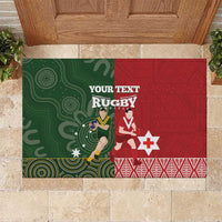 Custom Mate Maa Tonga And Kangaroo Australia Rubber Doormat Tongan Kupesi Mix Aboriginal Art