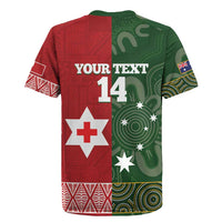 Custom Mate Maa Tonga And Kangaroo Australia Rugby Jersey Tongan Kupesi Mix Aboriginal Art