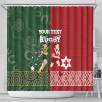 Custom Mate Maa Tonga And Kangaroo Australia Shower Curtain Tongan Kupesi Mix Aboriginal Art LT14 - Polynesian Pride