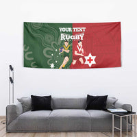 Custom Mate Maa Tonga And Kangaroo Australia Tapestry Tongan Kupesi Mix Aboriginal Art LT14 - Polynesian Pride