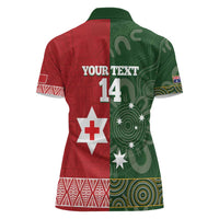Custom Mate Maa Tonga And Kangaroo Australia Women Polo Shirt Tongan Kupesi Mix Aboriginal Art