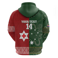 Custom Mate Maa Tonga And Kangaroo Australia Zip Hoodie Tongan Kupesi Mix Aboriginal Art