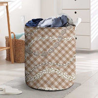 Brown Aloha Hawaii Shell Lei Laundry Basket Palaka Hebrew Cone Honey Cowrie Elegant Curves - Polynesian Pride