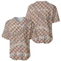 Brown Aloha Hawaii Shell Lei Baseball Jersey Palaka Hebrew Cone Honey Cowrie Elegant Curves LT14 - Polynesian Pride