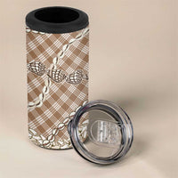 Brown Aloha Hawaii Shell Lei 4 in 1 Can Cooler Tumbler Palaka Hebrew Cone Honey Cowrie Elegant Curves - Polynesian Pride