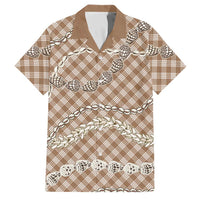 Brown Aloha Hawaii Shell Lei Family Matching Off The Shoulder Long Sleeve Dress and Hawaiian Shirt Palaka Hebrew Cone Honey Cowrie Elegant Curves LT14 Dad's Shirt - Short Sleeve Brown - Polynesian Pride
