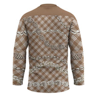 Brown Aloha Hawaii Shell Lei Hockey Jersey Palaka Hebrew Cone Honey Cowrie Elegant Curves LT14 - Polynesian Pride