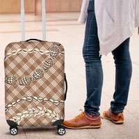 Brown Aloha Hawaii Shell Lei Luggage Cover Palaka Hebrew Cone Honey Cowrie Elegant Curves - Polynesian Pride
