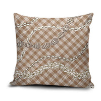 Brown Aloha Hawaii Shell Lei Pillow Cover Palaka Hebrew Cone Honey Cowrie Elegant Curves - Polynesian Pride