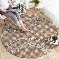 Brown Aloha Hawaii Shell Lei Round Carpet Palaka Hebrew Cone Honey Cowrie Elegant Curves - Polynesian Pride