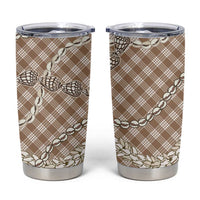 Brown Aloha Hawaii Shell Lei Tumbler Cup Palaka Hebrew Cone Honey Cowrie Elegant Curves - Polynesian Pride