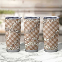 Brown Aloha Hawaii Shell Lei Tumbler Cup Palaka Hebrew Cone Honey Cowrie Elegant Curves - Polynesian Pride