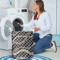 Black Aloha Hawaii Shell Lei Laundry Basket Palaka Hebrew Cone Honey Cowrie Elegant Curves - Polynesian Pride