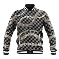 Black Aloha Hawaii Shell Lei Baseball Jacket Palaka Hebrew Cone Honey Cowrie Elegant Curves - Polynesian Pride