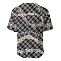 Black Aloha Hawaii Shell Lei Baseball Jersey Palaka Hebrew Cone Honey Cowrie Elegant Curves LT14 - Polynesian Pride