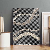 Black Aloha Hawaii Shell Lei Canvas Wall Art Palaka Hebrew Cone Honey Cowrie Elegant Curves - Polynesian Pride