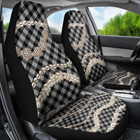 Black Aloha Hawaii Shell Lei Car Seat Cover Palaka Hebrew Cone Honey Cowrie Elegant Curves - Polynesian Pride