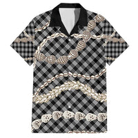 Black Aloha Hawaii Shell Lei Family Matching Long Sleeve Bodycon Dress and Hawaiian Shirt Palaka Hebrew Cone Honey Cowrie Elegant Curves - Polynesian Pride