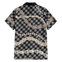 Black Aloha Hawaii Shell Lei Family Matching Off The Shoulder Long Sleeve Dress and Hawaiian Shirt Palaka Hebrew Cone Honey Cowrie Elegant Curves LT14 - Polynesian Pride