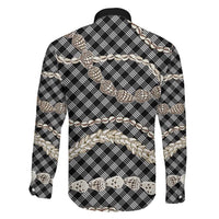 Black Aloha Hawaii Shell Lei Family Matching Puletasi and Hawaiian Shirt Palaka Hebrew Cone Honey Cowrie Elegant Curves LT14 - Polynesian Pride