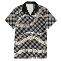 Black Aloha Hawaii Shell Lei Family Matching Short Sleeve Bodycon Dress and Hawaiian Shirt Palaka Hebrew Cone Honey Cowrie Elegant Curves LT14 Dad's Shirt - Short Sleeve Black - Polynesian Pride
