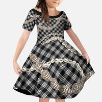 Black Aloha Hawaii Shell Lei Family Matching Tank Maxi Dress and Hawaiian Shirt Palaka Hebrew Cone Honey Cowrie Elegant Curves LT14 Daughter's Dress Black - Polynesian Pride