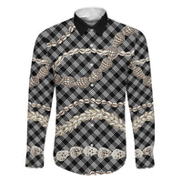 Black Aloha Hawaii Shell Lei Family Matching Tank Maxi Dress and Hawaiian Shirt Palaka Hebrew Cone Honey Cowrie Elegant Curves LT14 Dad's Shirt - Long Sleeve Black - Polynesian Pride