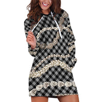 Black Aloha Hawaii Shell Lei Hoodie Dress Palaka Hebrew Cone Honey Cowrie Elegant Curves - Polynesian Pride