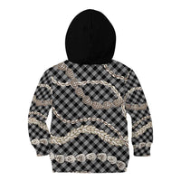 Black Aloha Hawaii Shell Lei Kid Hoodie Palaka Hebrew Cone Honey Cowrie Elegant Curves - Polynesian Pride