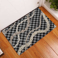 Black Aloha Hawaii Shell Lei Rubber Doormat Palaka Hebrew Cone Honey Cowrie Elegant Curves - Polynesian Pride