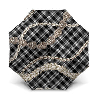 Black Aloha Hawaii Shell Lei Umbrella Palaka Hebrew Cone Honey Cowrie Elegant Curves - Polynesian Pride