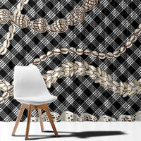 Black Aloha Hawaii Shell Lei Window Curtain Palaka Hebrew Cone Honey Cowrie Elegant Curves - Polynesian Pride