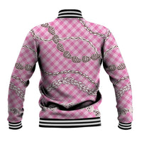 Pink Aloha Hawaii Shell Lei Baseball Jacket Palaka Hebrew Cone Honey Cowrie Elegant Curves - Polynesian Pride