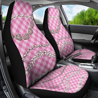 Pink Aloha Hawaii Shell Lei Car Seat Cover Palaka Hebrew Cone Honey Cowrie Elegant Curves - Polynesian Pride