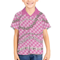 Pink Aloha Hawaii Shell Lei Kid Hawaiian Shirt Palaka Hebrew Cone Honey Cowrie Elegant Curves LT14 Kid Pink - Polynesian Pride