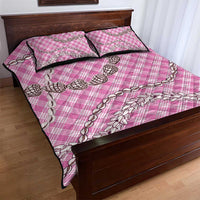 Pink Aloha Hawaii Shell Lei Quilt Bed Set Palaka Hebrew Cone Honey Cowrie Elegant Curves - Polynesian Pride