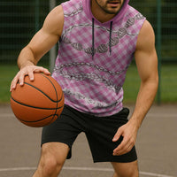 Pink Aloha Hawaii Shell Lei Sleeveless Hoodie Palaka Hebrew Cone Honey Cowrie Elegant Curves - Polynesian Pride