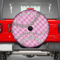 Pink Aloha Hawaii Shell Lei Spare Tire Cover Palaka Hebrew Cone Honey Cowrie Elegant Curves - Polynesian Pride