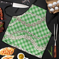 Green Aloha Hawaii Shell Lei Apron Palaka Hebrew Cone Honey Cowrie Elegant Curves LT14 Green - Polynesian Pride